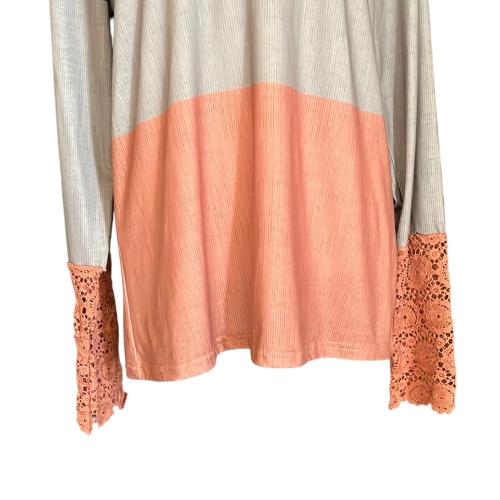 Unbranded Colorblock Crochet Lace Sleeve Henley Shirt Size XL - Picture 7 of 9